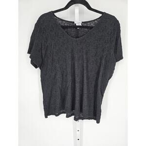 Jaclyn Smith Women's Black Short Sleeve Round Neck Crimp Top Size XXL/EEG